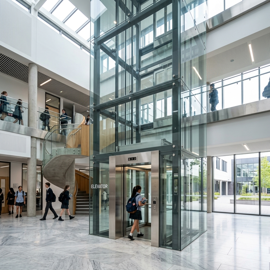 SRC Global CBSE School Elevator & Building Architecture