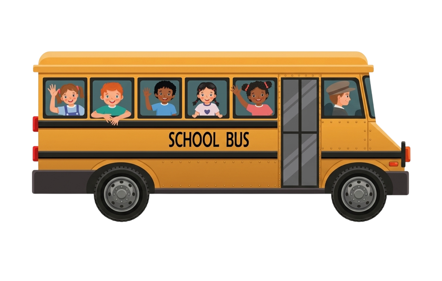 Running Yellow School Bus